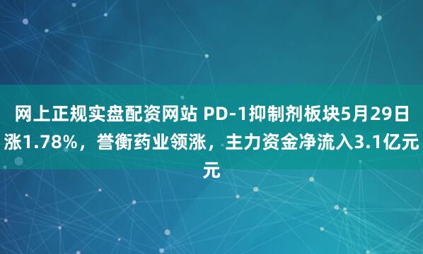 网上正规实盘配资网站 PD-1抑制剂板块5月29日涨1.78%，誉衡药业领涨，主力资金净流入3.1亿元
