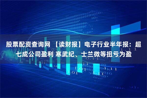 股票配资查询网 【读财报】电子行业半年报：超七成公司盈利 寒武纪、士兰微等扭亏为盈